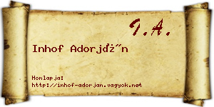 Inhof Adorján névjegykártya