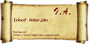 Inhof Adorján névjegykártya